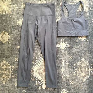 Girlfriend Collective Gray Activewear Legging/Sports Bra Set